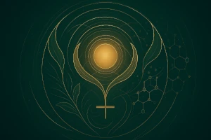 Harmonious visualization of female vitality and balance symbolizing perfect hormonal harmony and inner well-being supported by Roanga Planet deer velvet