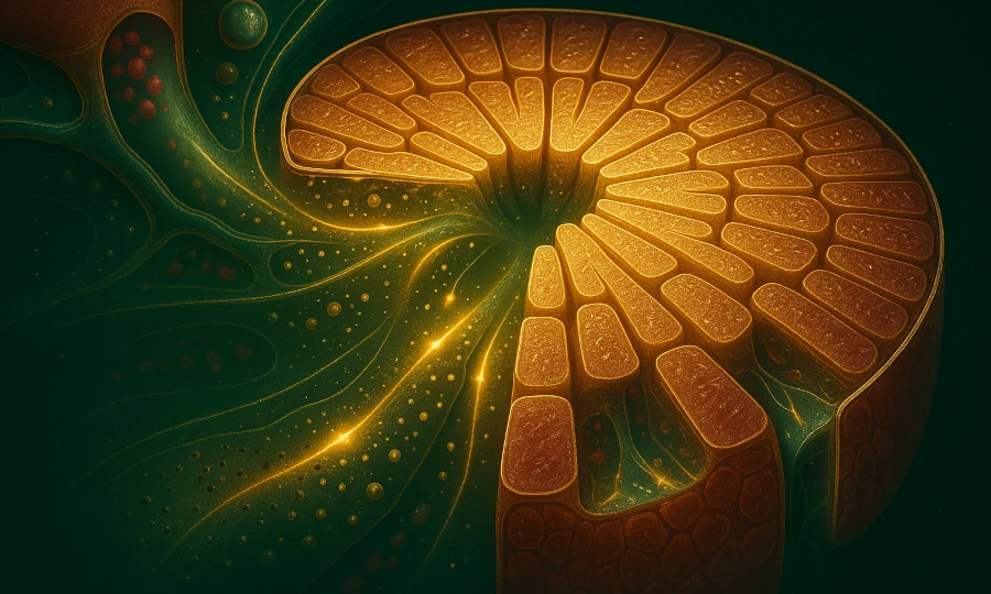 Detailed visualization of healthy liver and active detoxification processes symbolizing deep natural cleansing of the organism supported by Roanga Planet products